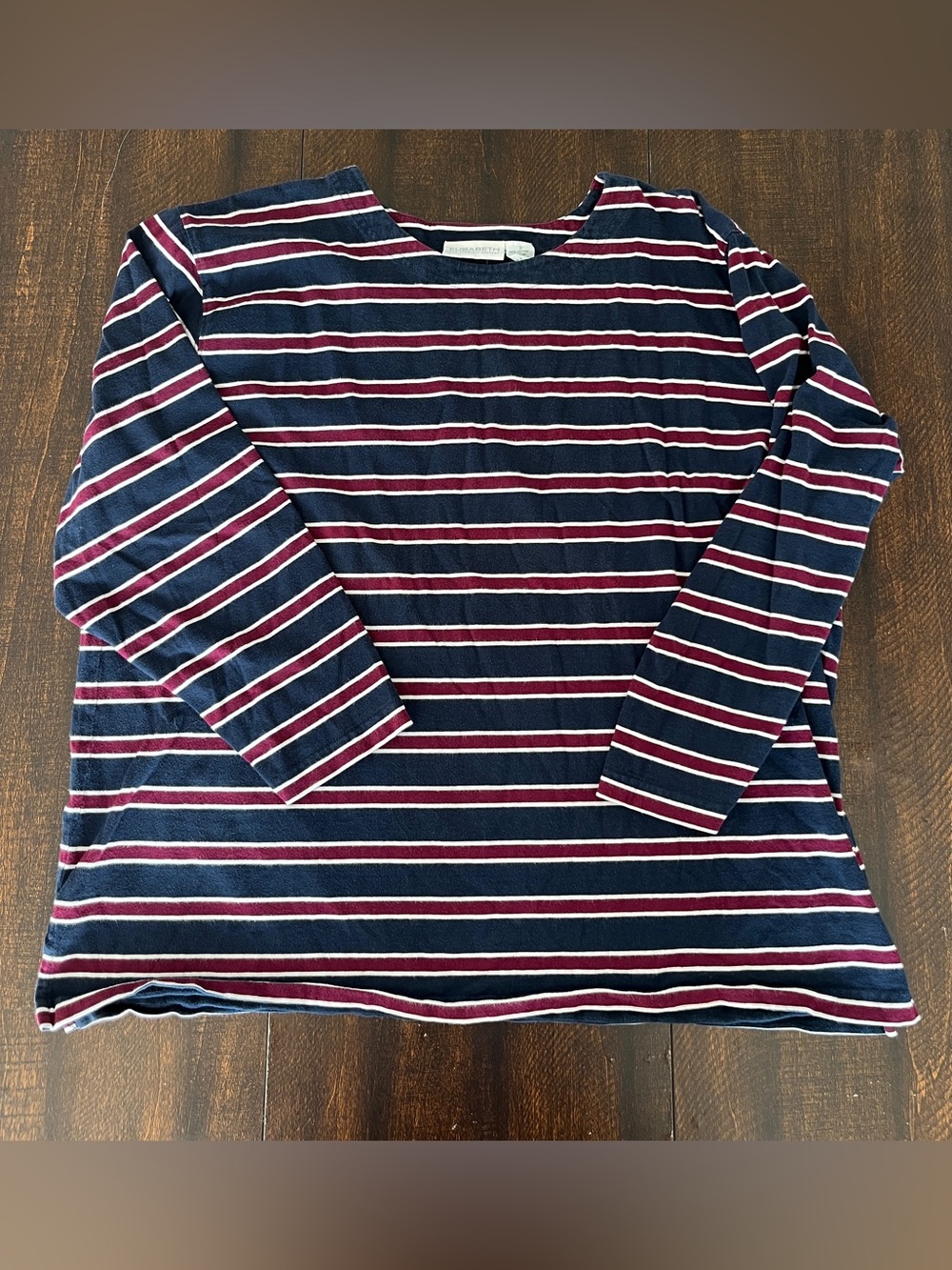 Vintage Liz Claiborne “Elizabeth” Brand Plus Size Long Sleeve Striped Tee